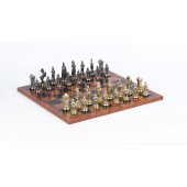 Victorian Chessmen & Leatherette Board