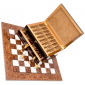 The Gold Chessmen & Exotic Board with Milano Storage Box from Italy